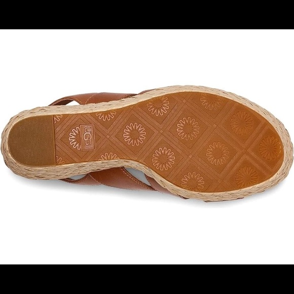 UGG® Women's 11 M Careena Heeled Sandals in Chestnut Leather - Picture 5 of 10